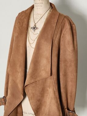 NWT BAR III Suede Drape Front Jacket in Camel